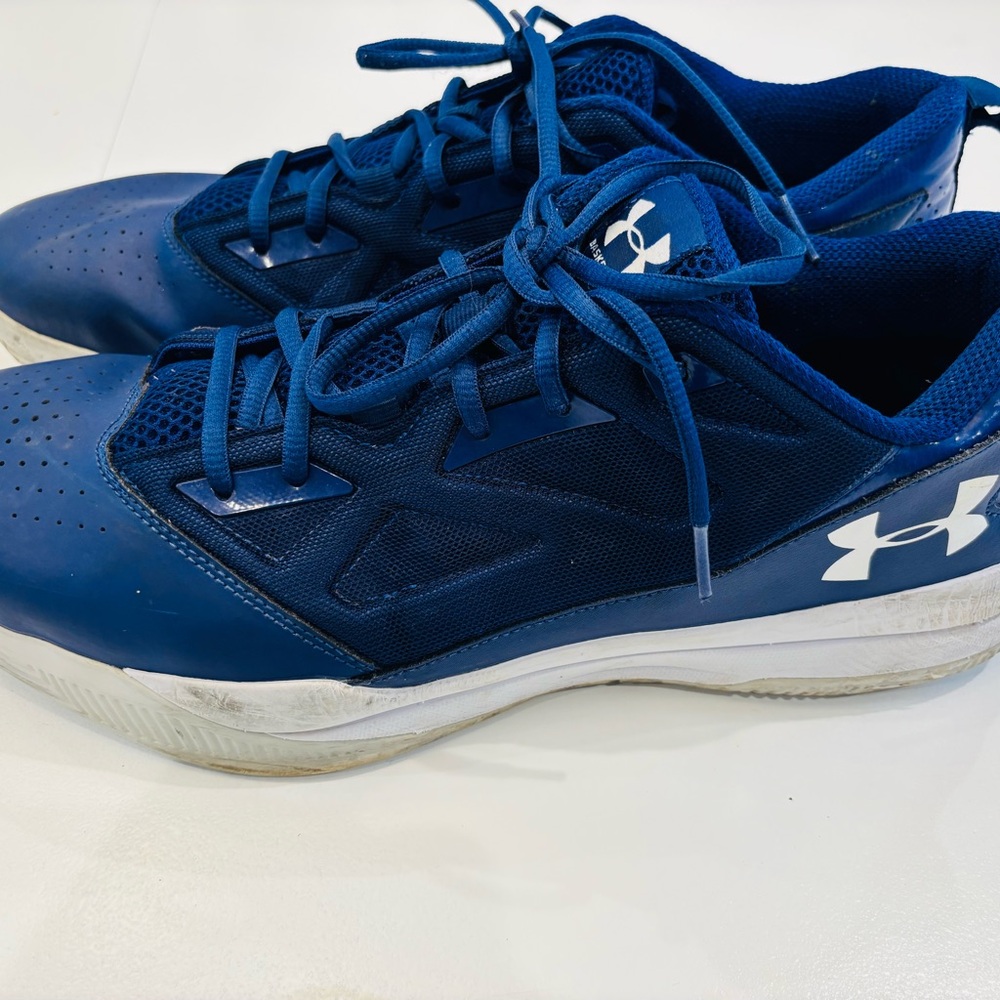 Under Armour  Basketball Men's Sneakers Navy and White Athletic Shoes size 14 - Picture 8 of 11